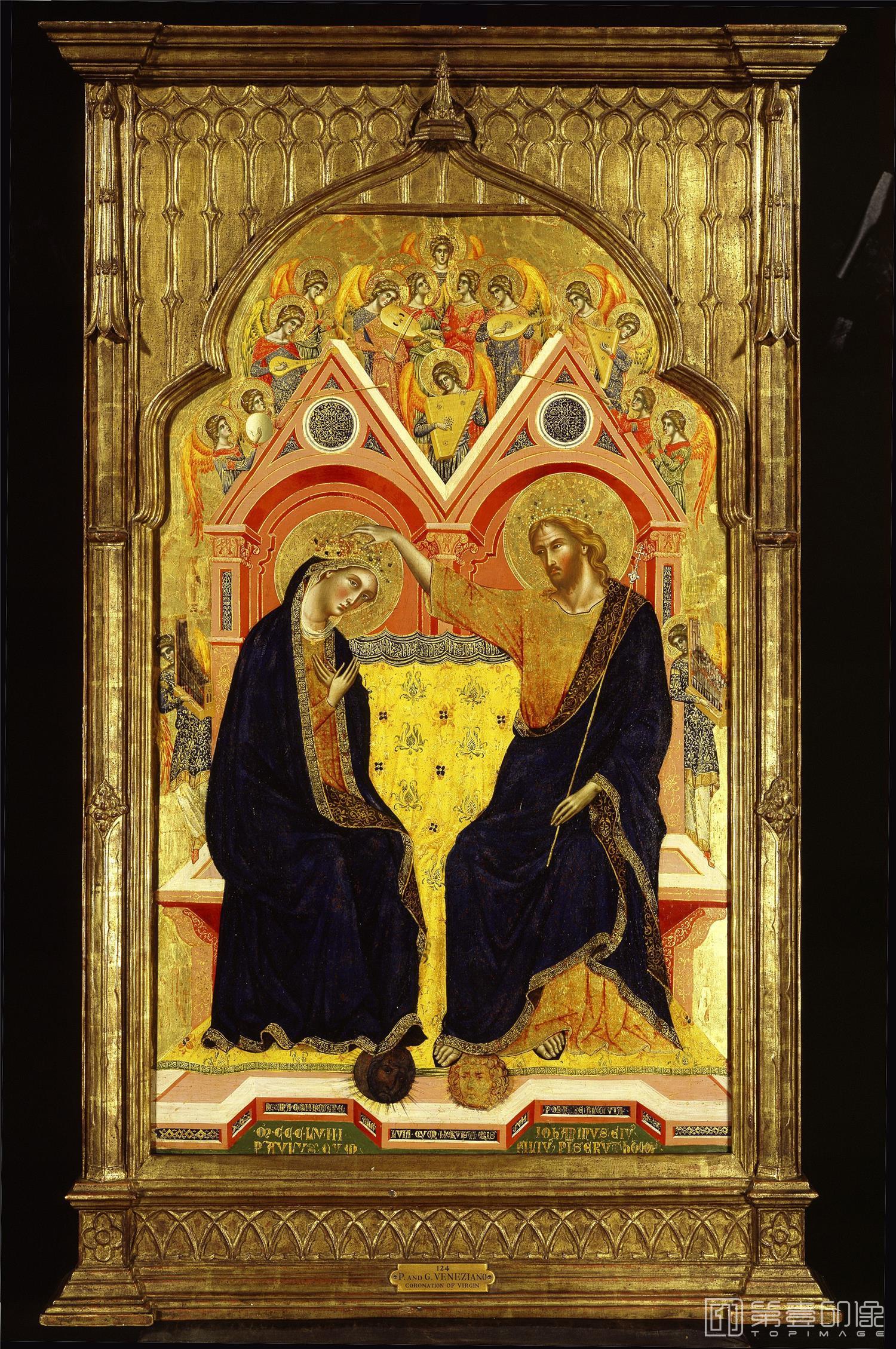 油画-美国弗里克美术馆藏画-Paolo and Giovanni Veneziano - The Coronation of the Virgin, 1358-159